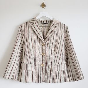 Lafayette 148 Beige Brown Womens Striped Blazer 6